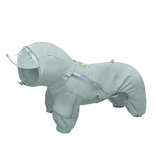 WOOFO Hunde-Regenmantel, wasserdichter und winddichter Hunde-Regenmantel für nasses Wetter, super verstellbar, mit Loch für die Leine und reflektierendem Streifen, Größe M-L von WOOFO