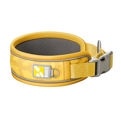 WOOFO Premium Hundehalsband | Super verstellbar für alle Rassen, Schnellverschluss-Schnalle | Extra weiche und verbreiterte Polsterung & reflektierender Rand Design für Sicherheit (groß, gelb) von WOOFO