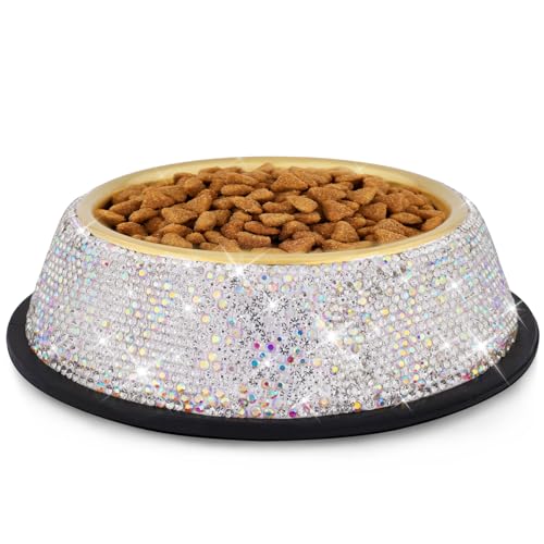 WOOFUU Glitzernder Katzennapf aus vergoldetem Edelstahl mit Strasssteinen, stilvoll und praktisch, Diamant-Futter-/Wasserschalen für Hunde, Katzen, Kaninchen WOOFUU Glitzernder Katzennapf aus vergoldetem Edelstahl mit Strasssteinen, stilvoll und praktisch, Diamant-Futter-/Wasserschalen für Hunde, Katzen, Kaninchen von WOOFUU