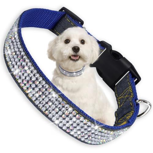 WOOFUU Hundehalsband aus blauem Faser, stilvolles und praktisches Diamantfaser-Hundehalsband für kleine, mittelgroße Hunde und Katzen, 45,7 cm WOOFUU Hundehalsband aus blauem Faser, stilvolles und praktisches Diamantfaser-Hundehalsband für kleine, mittelgroße Hunde und Katzen, 45,7 cm von WOOFUU