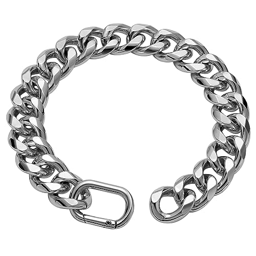 WOOFUU Kubanische Gliederkette für Hunde, 19 mm dick, silberfarben, 61 cm, silberfarbenes Hundehalsband für große Hunde WOOFUU Kubanische Gliederkette für Hunde, 19 mm dick, silberfarben, 61 cm, silberfarbenes Hundehalsband für große Hunde von WOOFUU