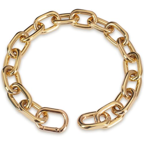 Woofuu 18 Karat vergoldete lange Glieder-Hundehalskette – leichte Metallkette, modische Halskette für große Hunde, 5 mm breit, Leichtmetallkette, Haustier-Halskette (61 cm) von WOOFUU
