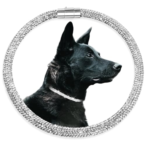 Woofuu Stilvolles und luxuriöses Diamant-Hundehalsband, Magnetverschluss, Volldiamant-Design, perfekt für Hochzeiten und den täglichen Spaziergang, besetzt mit Diamanten, Halsband für mittelgroße und von WOOFUU