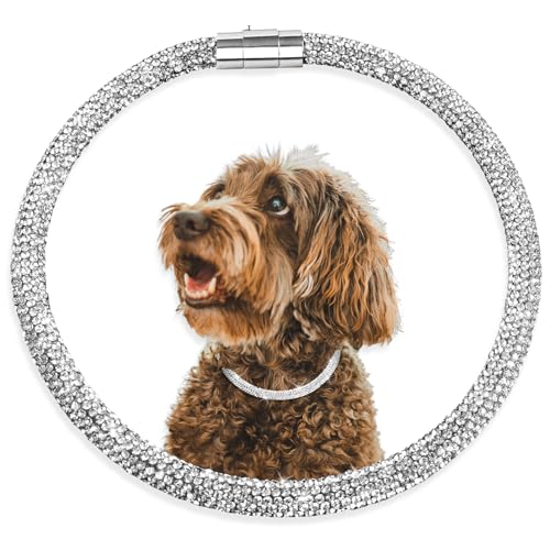 Woofuu Stilvolles und luxuriöses Diamant-Katzenhalsband, magnetisch saugfähiger Verschluss, Volldiamant-Design, perfekt für Hochzeiten und den täglichen Spaziergang – besetzt mit Diamanten, Halsband von WOOFUU