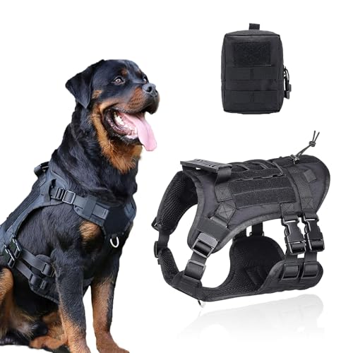 WOOLUCK Hundegeschirr für Große Hunde, Commander Taktisches Hundegeschirr, Verstellbares Atmungsaktives Reflektierend, für tägliches Training von WOOLUCK