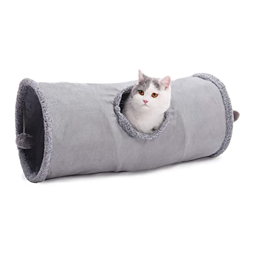 WOOLUCK Katzentunnel, großer Katzen Tunnel, Faltbar Katzentunnel Katzenspielzeug mit Ball Rascheltunnel, für Katzen, Hasen und andere Tiere(1 Höhlen 67 * 30cm) von WOOLUCK