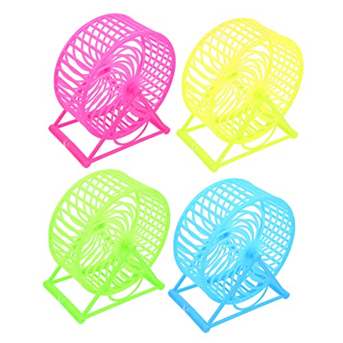 WOONEKY Leises Hamster-Laufrad-Set 4er-Pack stummes Laufrad für Hamster Mini-Spielzeug für Haustiere Laufmaschine für Haustiere von WOONEKY