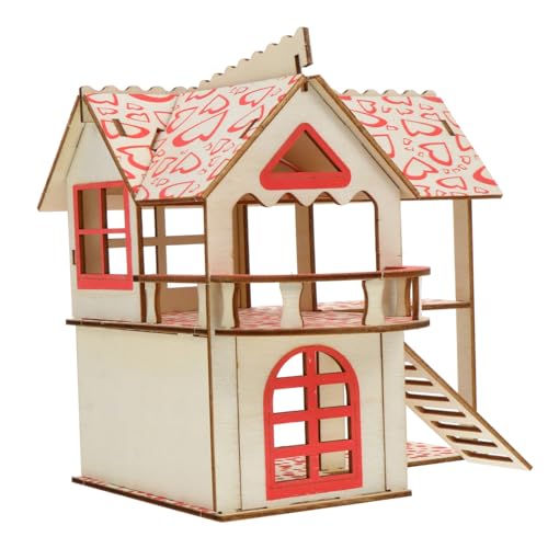 WOONEKY Luxus Hamster Holzhaus Doppelschicht Spielburg Leiter Hamster Unterschlupf von WOONEKY