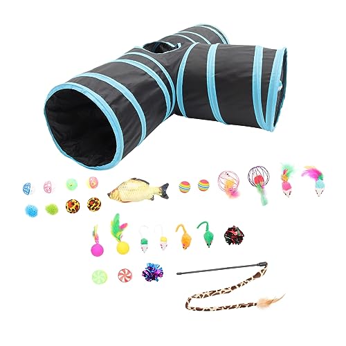 WOONEKY 1satz Katzenspielzeug Set Teilig Interaktive Katzentunnel Und Teaser Mit Plüschmäusen Fördert Und Neugierde Für Katzen Zuhause Freien von WOONEKY