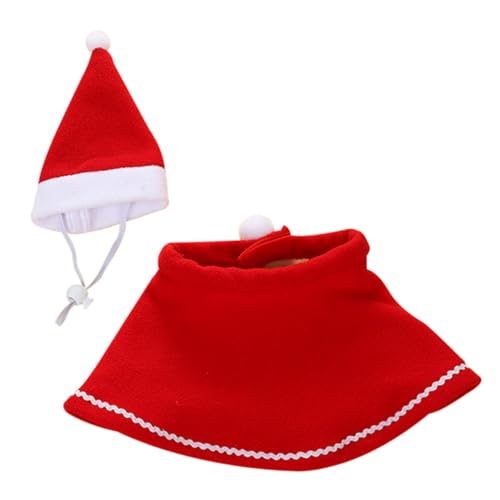 WOONEKY 1 Satz Haustier-umhang Haustier Weihnachtsmütze Weihnachtshaustierkleid Haustier Katze Hund Cosplay Haustier Weihnachtsumhang Haustier Hut Umhang Baumwolle Rot Der Hund Kleidung von WOONEKY