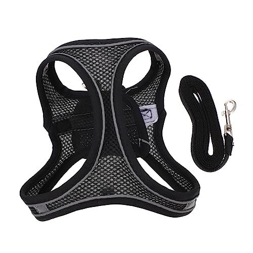 WOONEKY Set aus Katzengeschirr und Leine aus weichem Netzstoff. Bequemes Haustiergeschirr. Reflektierendes Halsband für sicheres Spazierengehen. WOONEKY Set aus Katzengeschirr und Leine aus weichem Netzstoff. Bequemes Haustiergeschirr. Reflektierendes Halsband für sicheres Spazierengehen. von WOONEKY