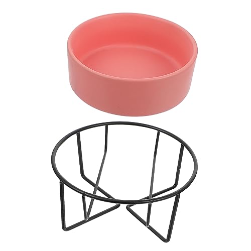 WOONEKY 1 Satz Katzenschüssel aus Keramik Futterspender für Welpen Wasserzufuhr Welpengericht pet Supplies haustierbedarf Hundenäpfe Futterautomat für Haustiere Hundenapf mit Ständer Rosa von WOONEKY