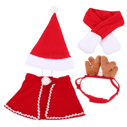 WOONEKY Entzückendes Weihnachtskostüm für Haustiere Zubehör Hut Mantel Schal Set für Hunde und Katzen WOONEKY Entzückendes Weihnachtskostüm für Haustiere Zubehör Hut Mantel Schal Set für Hunde und Katzen von WOONEKY