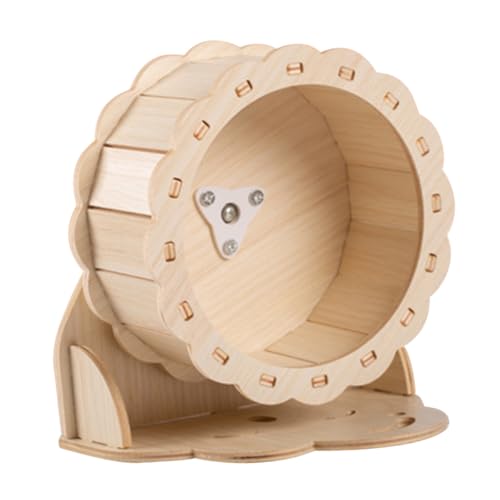 WOONEKY Laufrad Aus Holz in Sonnenblumenform Für Hamster Geräuschloses Bewegungsspielzeug Für Haustiere Chinchillas Meerschweinchen 2er-Pack von WOONEKY