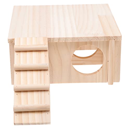 WOONEKY Set Aus Hamsterhaus Und Versteck 3-stöckiges Holzhaus Mit Leiter Rattenzubehör Für Haustiere von WOONEKY