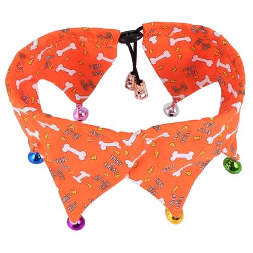 WOONEKY 1 Stück Haustierhalsband Coole Hundehalsbänder Halloween Welpenschal Haustierglocke Kürbis Hundekostüm Niedliche Hundehalsbänder Haustier Verkleidungszubehör von WOONEKY