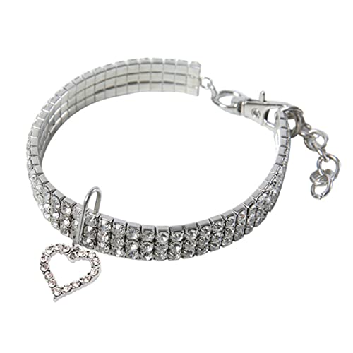 WOONEKY Katzenhalsband Mit Herz-Design Kristall-Halskette Für Haustiere Verstellbar Sicherheitshalskette Für Haustiere Party-Kleidung von WOONEKY