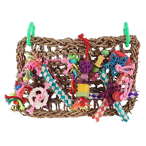 WOONEKY Vogelspielzeug-Set – Kletternetz Und Futterwand Papageien-beißspielzeug Gewebtes Spielzeug Für Vögel Papageienspielzeug Für Einen Fröhlichen Käfig von WOONEKY
