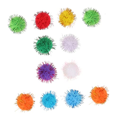 WOONEKY 100 Stück Bunte Katzenspielbälle Kratzfest mit Glitzereffekt Langlebig Interaktives Katzenspielzeug für Indoor Katzen Fördert Spiel und Bewegung Farbenfrohes von WOONEKY
