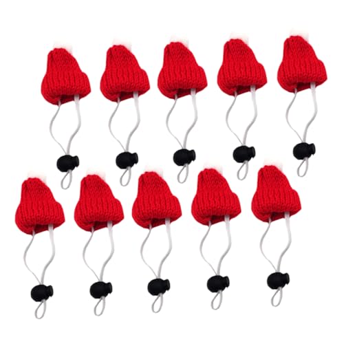 WOONEKY Verstellbare Weihnachtsmützen für Haustiere im 10er-Pack Kopfbedeckung aus gestrickter Wolle für Mäuse Kätzchen und Schildkröten von WOONEKY