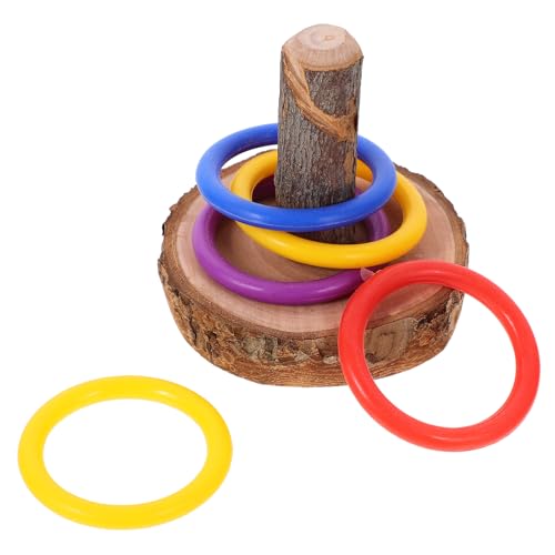 WOONEKY Papageien Wurfringspielzeug Interaktives Vogelspielzeug für Nymphensittiche Holzspielzeug für Mittelgroße Papageien Geeignet für Käfigvögel Pädagogisches Spielzeug für Vögel von WOONEKY