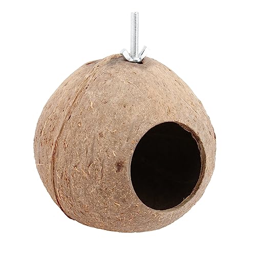 WOONEKY Kreatives Kokosnussschalen Vogelnest Für Vögel Handgefertigtes Vogelhaus Atmungsaktiv Und Robust Gartendekoration Für Papageien Wellensittiche Kanarienvögel von WOONEKY