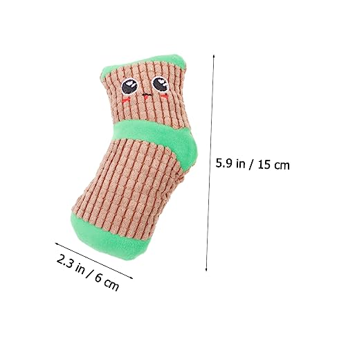 WOONEKY 2 Paare Quietschende Hundespielzeuge aus Plüsch Lustige Beißfeste Sockenspielzeuge für Welpen Interaktive Indoor Spielzeuge zur Beschäftigung und Zahnpflege Braun von WOONEKY