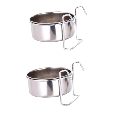 WOONEKY 2 Sets Hängender Futternapf Für Haustiere Metall Futterspender Für Katzen Und Hunde Edelstahl Leicht Zu Reinigen Platzsparendes Design von WOONEKY