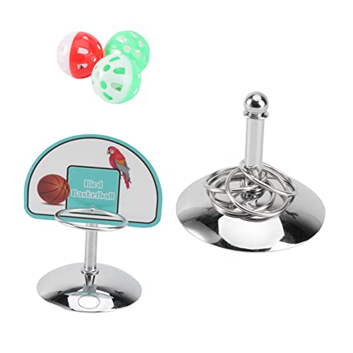 WOONEKY Metall Papagei Spielzeug Hoop Set 2-in-1 Korb Vogel Training Spielzeug Einfach Zu Bedienen Zufällige Farbe von WOONEKY