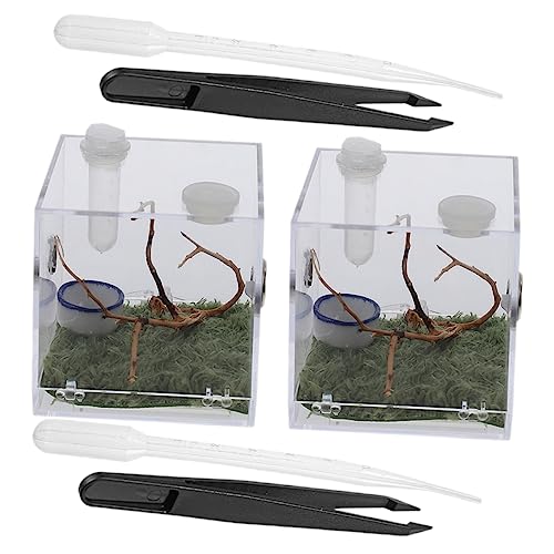 2 Sets Springspinnennest-Gehäusebox mit Schneckenterrarium-Acryl-Fütterungsgehäuse von WOONEKY