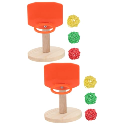 WOONEKY 2 Sets Vogel Spielzeug Mini Basketball Hoop Papagei Ausbildung Spielzeug Vogel Sicher Kunststoff Material Zufällig von WOONEKY