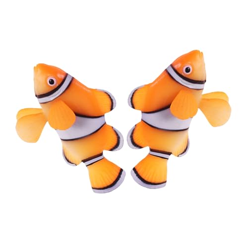 WOONEKY 2 Stück Aquarium Schwimmend Clownfisch Realistisch Deko für Süß Meerwasserfische Tank Unterwasser Lebensechte Fischfiguren von WOONEKY