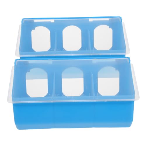 WOONEKY 2 Stück Blauer Tauben Futterspender mit Fächern und Deckel Teiliges Kunststoff Hängefutter für Tauben mit Futter Wasser und Sandbehälter Multifunktional für Vogelkäfig und WOONEKY 2 Stück Blauer Tauben Futterspender mit Fächern und Deckel Teiliges Kunststoff Hängefutter für Tauben mit Futter Wasser und Sandbehälter Multifunktional für Vogelkäfig und von WOONEKY