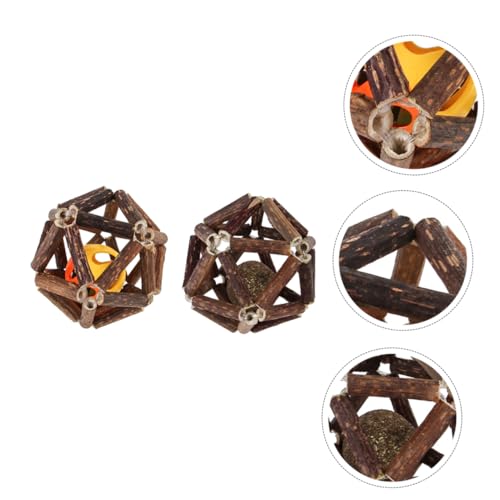 WOONEKY 2 Stück Catnip Spielball mit Glocke und Minzball Langlebiges Kauspielzeug zur Zahnpflege und Beschäftigung für Katzen Sicherer Weicher Materialmix für Spielerisches Training und von WOONEKY