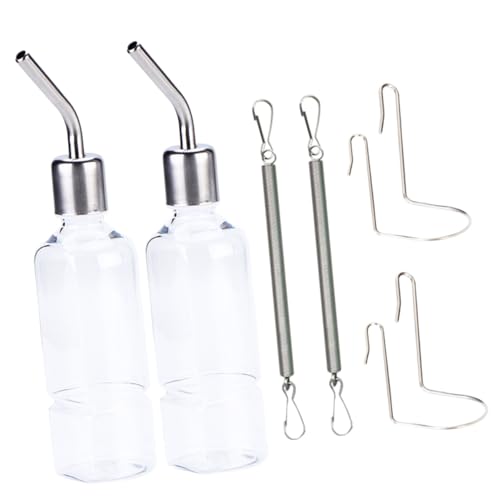 WOONEKY 2 Stück Hängende Trinkflasche für Kleintiere Freie Wasserflasche für Hamster Meerschweinchen und Chinchillas Auslaufsicher mit Transparente Überwachung von WOONEKY