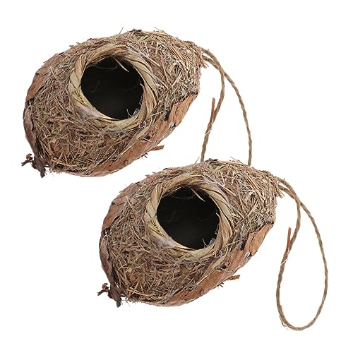 WOONEKY 2 Stück Hängendes Vogelhaus Wetterfestes Handgewebtes für Garten und Rustikale für Drinnen und Draußen für Wildvögel und Naturliebhaber WOONEKY 2 Stück Hängendes Vogelhaus Wetterfestes Handgewebtes für Garten und Rustikale für Drinnen und Draußen für Wildvögel und Naturliebhaber von WOONEKY