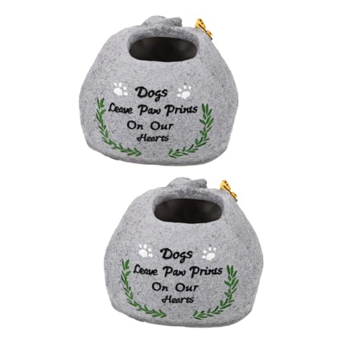 WOONEKY 2 Stücke Hund Memorial Blumentopf Harz Hund Grabstein Pflanzer Für Outdoor Garten Decor Sympathie Präsentieren von WOONEKY