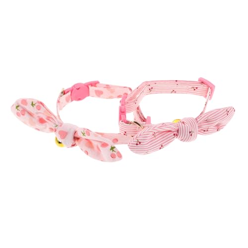 WOONEKY 2 Stück Haustierhalsband Kätzchenhalsband abbrechbar Breakaway -Katzenkragen verstellbare Kätzchenhalsbänder Kätzchen Bowtie Kragen weibliches Kätzchenhalsband Baumwolle Polyester von WOONEKY