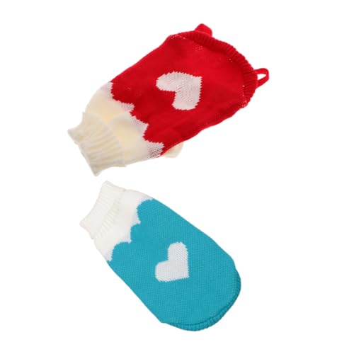 WOONEKY 2 Stück Hundepullover für Kleine Hunde und Katzen Herz Muster Warmer Rollkragen Gemütliche Strickwaren für Winter Wählbare Farben Langlebig und Bequem von WOONEKY