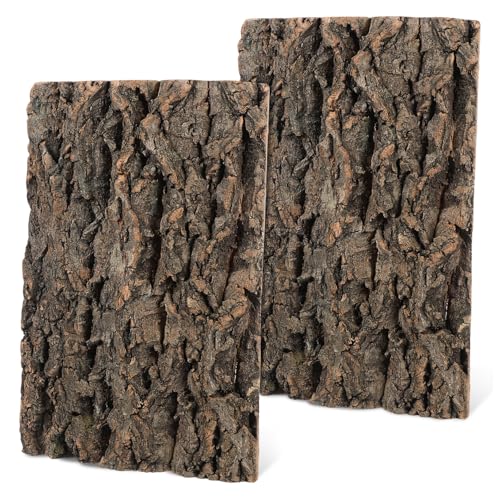 WOONEKY 2 Stück Natürliche Korkrinde Fisch und Reptilienbecken Dekoration Langlebiges Aquarium Baumstamm Ornament Sicheres Kletterdekor für Bartagamen und Terrarien Natürliches Habitat von WOONEKY