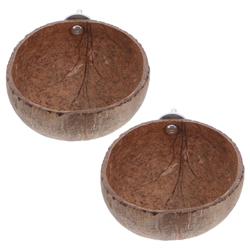 WOONEKY 2stücke Papageienvogelnest Aus Kokosnuss Für Sittiche Nymphensittiche Und Kleine Papageien Natürliches Nistbett Mit Kokosnusshülle Geräumig Und Einfach Zu Reinigen von WOONEKY