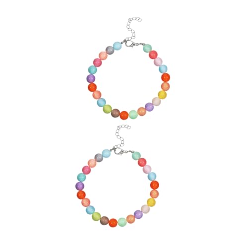 WOONEKY 2 Stück Perlen Hundehalsband Candy Farben Verstellbar Resin Halsband für Welpen Haustiere Alltag Party Fotosession von WOONEKY