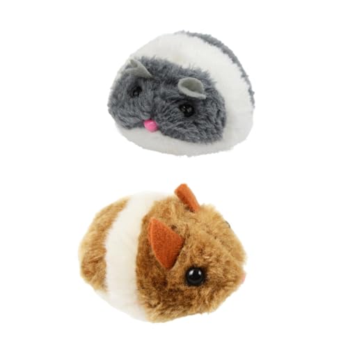 WOONEKY 2 Stück Plüsch Maus Katzenspielzeug Interaktives Vibrierendes Katzenspielzeug für Kätzchen Langlebig Sicher Fördert Beschäftigung und Bindet Haustiere von WOONEKY