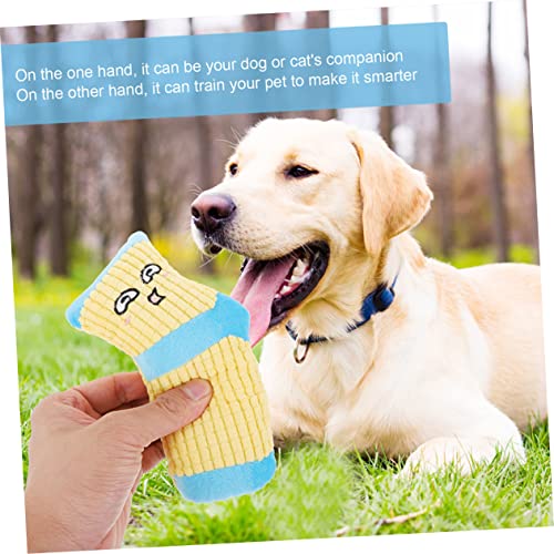 WOONEKY 2 Stück Plüschsocken Hundespielzeug Quietschendes Bissfestes Welpentraining Interaktives Haustierspielzeug für Gesunde Beschäftigung und Bewegung Gelb von WOONEKY