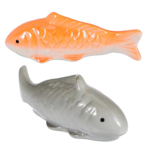 WOONEKY 2 Stück Schwimmende Keramik Goldfisch Figuren Lebensechte Aquarium Dekoration Langlebige Schwimmende Fisch Skulpturen Sicher für Aquarien und Teichgestaltung Dekorativ für Innen von WOONEKY
