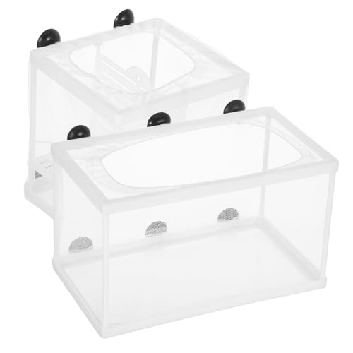 WOONEKY 2 Stück Teiliges Aquarium Zuchtbox mit Feinem Netz Schwimmend Isolierend zur Fischbrutaufzucht Schützt Jungfische Vielseitig Einsetzbar für Zucht Kranke Fische Einfache und von WOONEKY