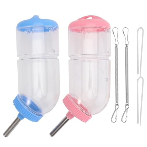 WOONEKY 2 Stück Teiliges Haustier Wassertrinkflaschen Auslaufsicherer Edelstahl Nagetränker für Kaninchen Meerschweinchen Hamster Geräuscharm und Robust Einfache Zufällige Farbe von WOONEKY