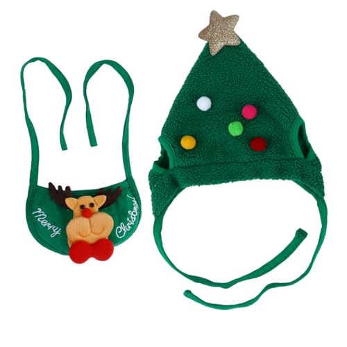 WOONEKY 2 Stück Teiliges Weihnachtskostüm für Haustiere Hunde und Katzen Set mit Hut und Schal Grün Festliche Accessoires für Weihnachten Bequem und Stylish für Haustier WOONEKY 2 Stück Teiliges Weihnachtskostüm für Haustiere Hunde und Katzen Set mit Hut und Schal Grün Festliche Accessoires für Weihnachten Bequem und Stylish für Haustier von WOONEKY