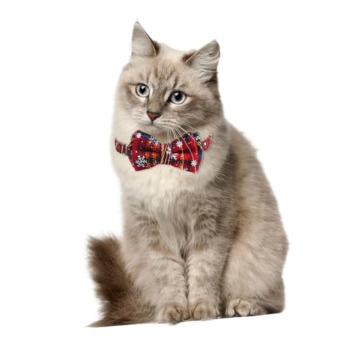 WOONEKY 2 Stück Verstellbares Teiliges Haustierhalsband Set mit Schleife Weiche Katzen und Welpenhalsbänder für Weihnachten Komfortabel Einstellbar Modisch und Langlebig Passend für von WOONEKY