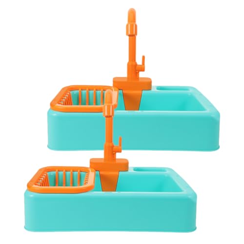 WOONEKY 2 Stück Vogelbadewanne aus Automatische Wasserspülung für Sittiche und Papageien und Waschbecken für Vögel Kompakt und Tragbar Grün von WOONEKY